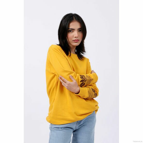 Sleeve Embroidery Sweatshirt, Women Sweatshirt - Trademart.pk