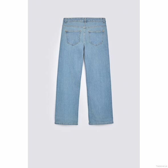 Embellished Wide Leg Denim, Women Jeans - Trademart.pk