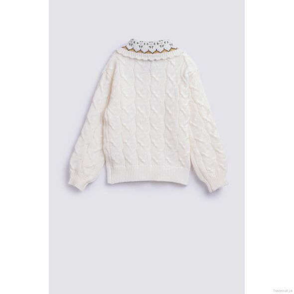 Girls Cable-Knit Sweater with Collar, Girls Sweaters - Trademart.pk