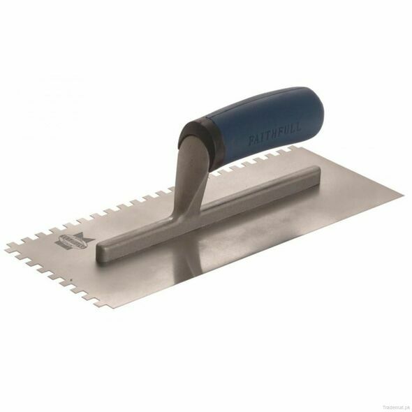 Faithfull Soft Grip Notched Trowel Stainless Steel 11 x 4 1/2in, Notched Trowel - Trademart.pk