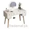 Bedroom Makeup Table Modern Solid Wood Legs Multifuntion Wooden Dresser with Mirror New Design LED Light Mirror Dresser, Dresser - Dressing Table - Trademart.pk