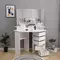 Simple White Wooden Dressing Table with Mirror, Stool and 5 Drawers., Dresser - Dressing Table - Trademart.pk