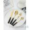 Stainless Steel Gold Cutlery Set With Black Marble Pattern Handle - 24 Pcs | Kitchenware Cutlery Set, Cutlery Sets - Trademart.pk