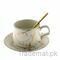 White & Gold Coffee Mug With Saucer & Spoon, Mugs - Trademart.pk