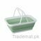 Collapsible Green White Basket With Handles, Laundry Baskets - Trademart.pk